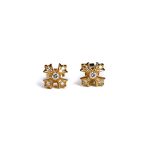 22K Gold CH Plus Stud Earrings With Diamonds - Image 2